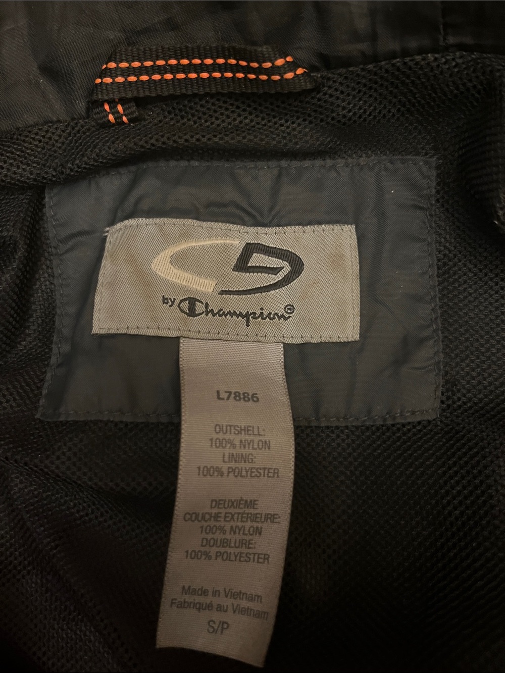 Champion Packable Black Hooded Windbreaker Jacket - Picture 2 of 5